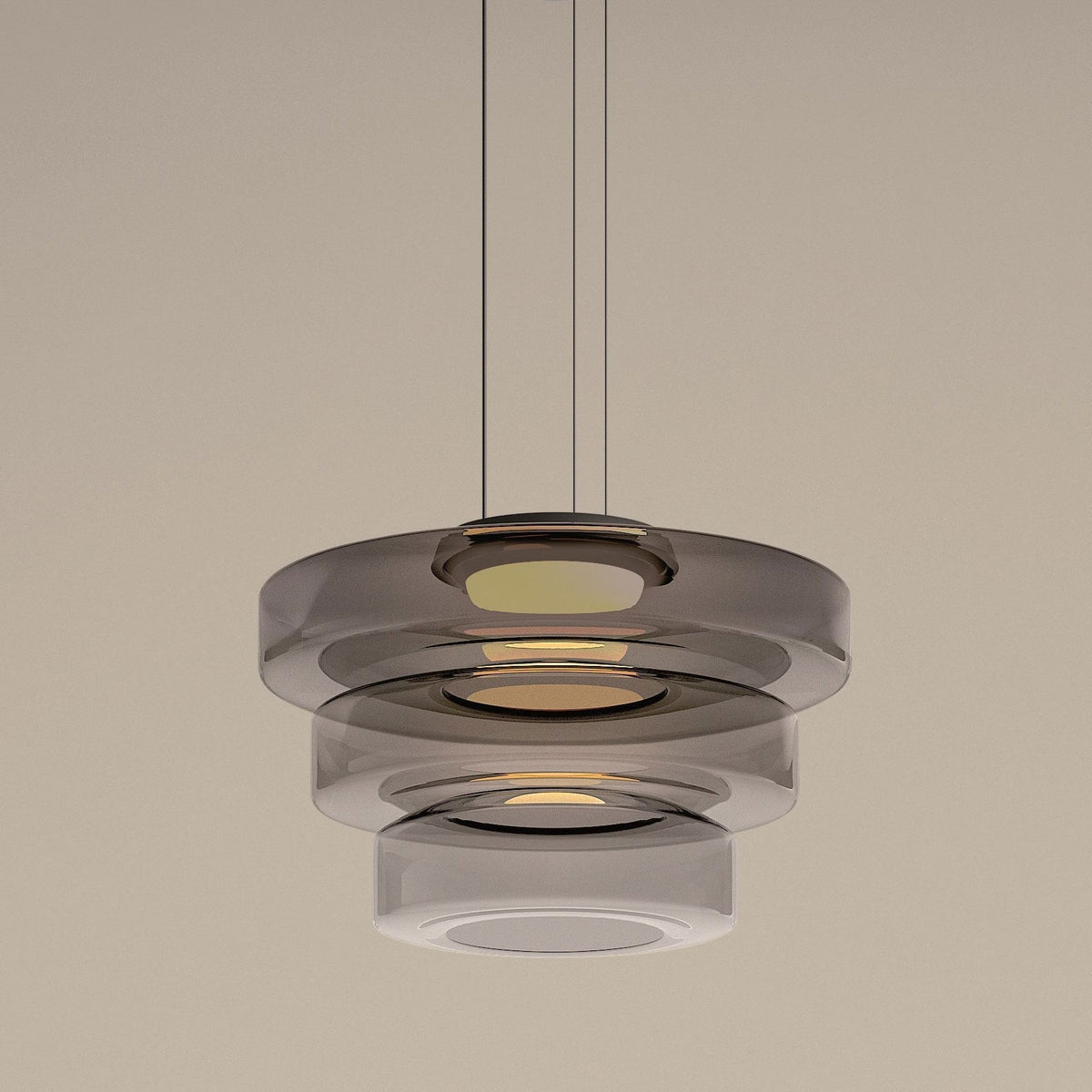 Suspension Bauhaus en verre étagé