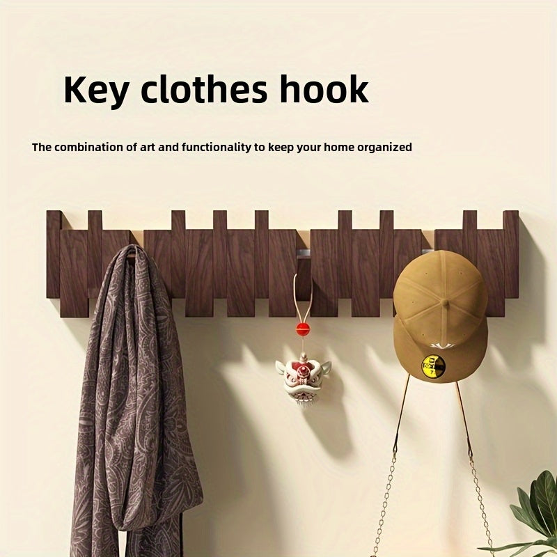 Patère murale en bois à crochets