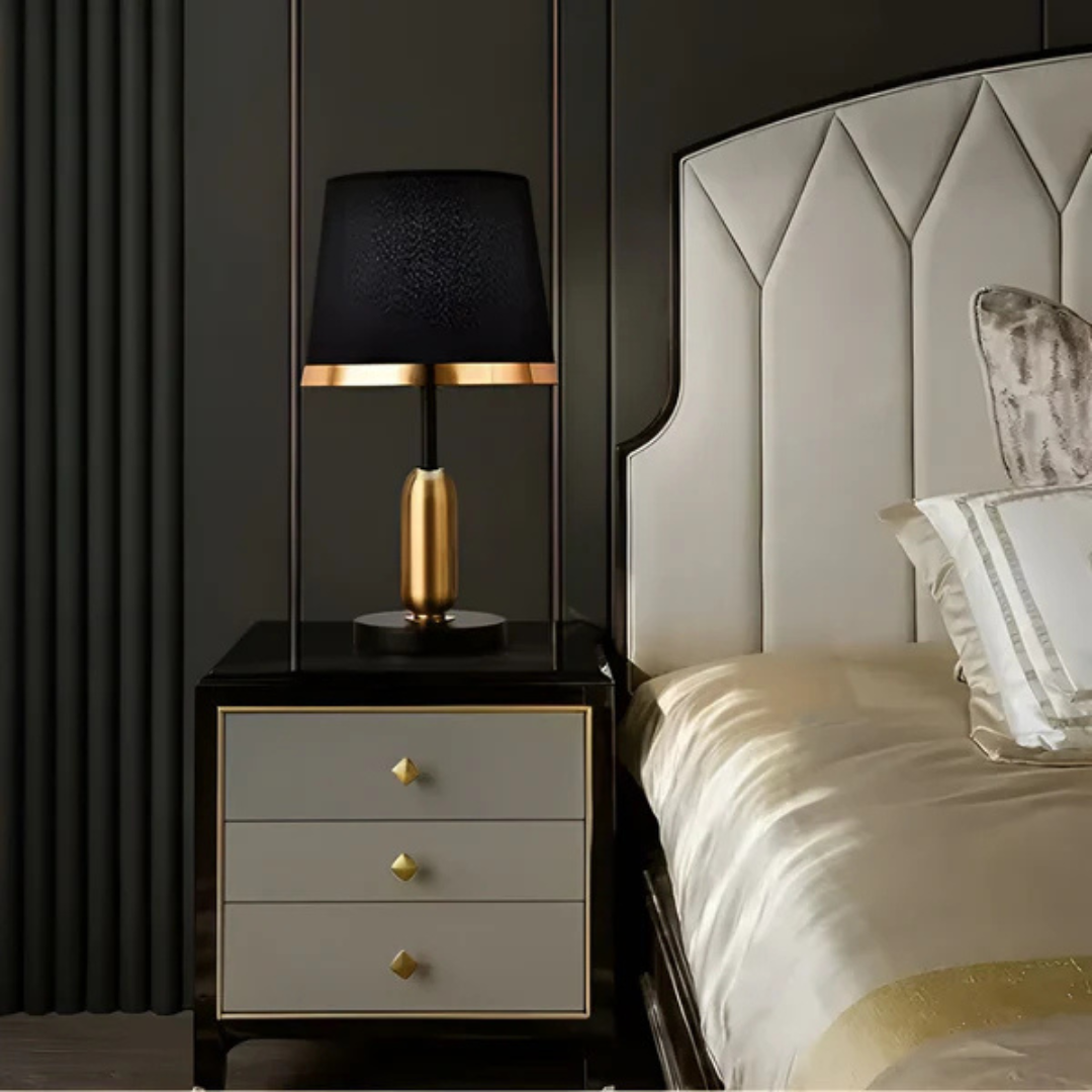 Lampe de table noir et doré