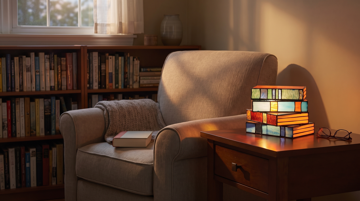 Lampe livre en vitrail