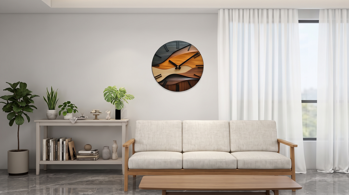 Horloge murale ronde en bois