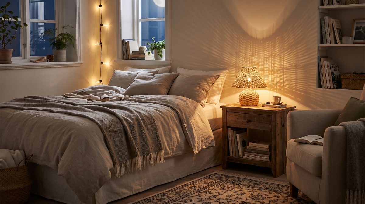 Lampe de table en bambou tressé
