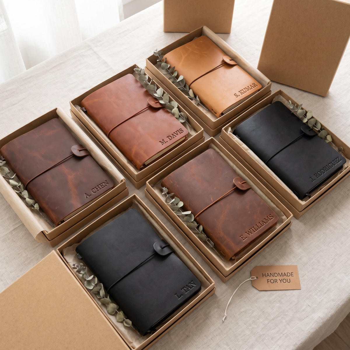 Carnet de cuir gravé