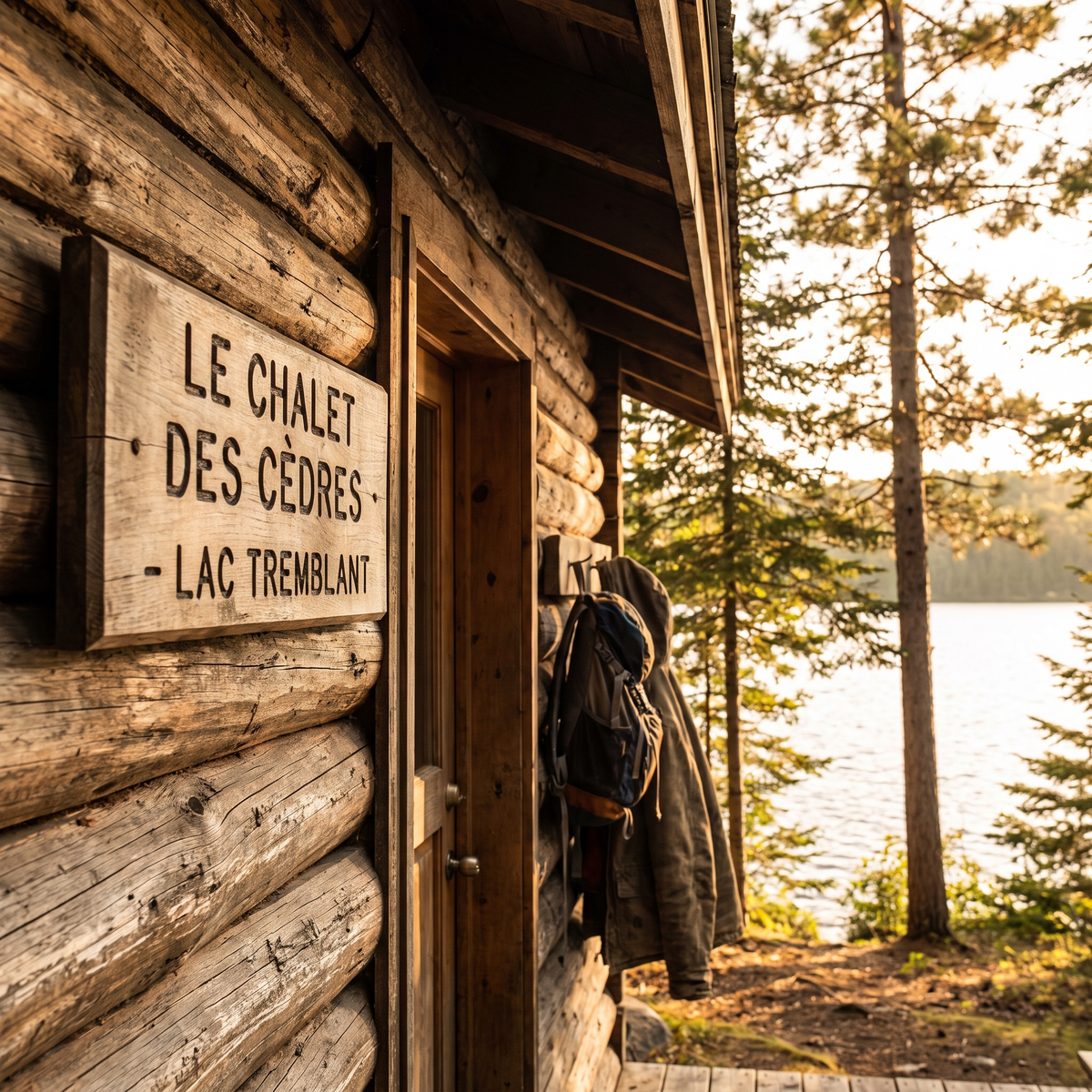 Enseigne de chalet en bois gravée