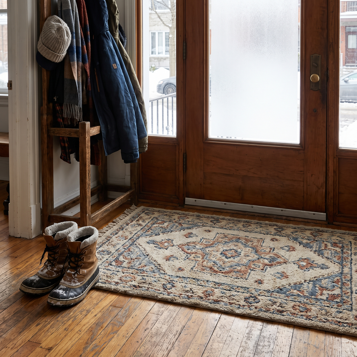 Tapis d'entrée en laine tufté au nom