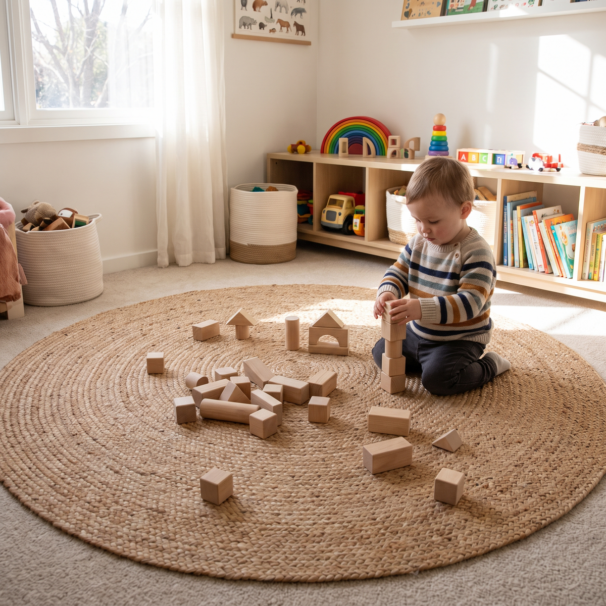 Tapis de jeu rond pour chambre d'enfant
