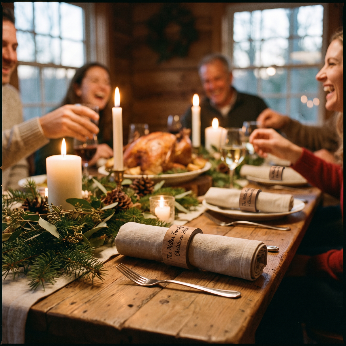Ronds de serviette de Noël gravés, lot de 6