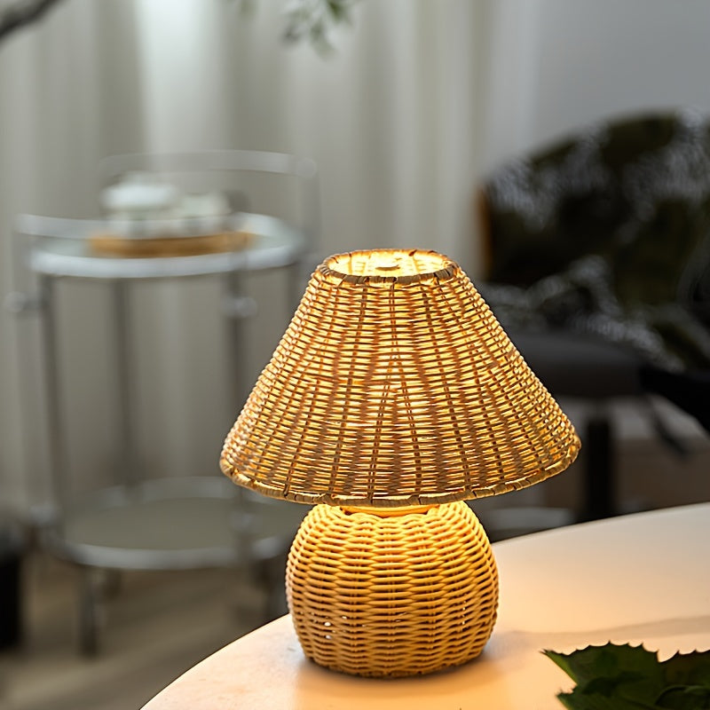 Lampe de table en bambou tressé