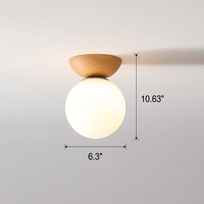 Plafonnier japonais en bois et verre