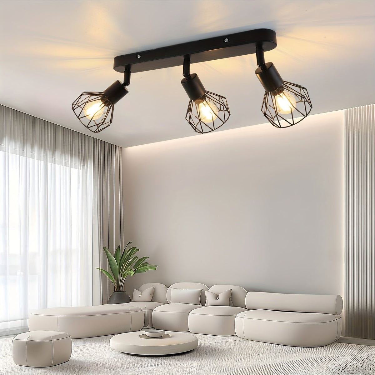 Plafonnier 3 spots industriel