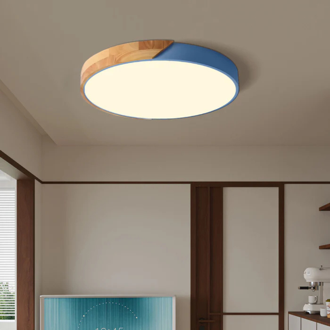 Plafonnier DEL en bois