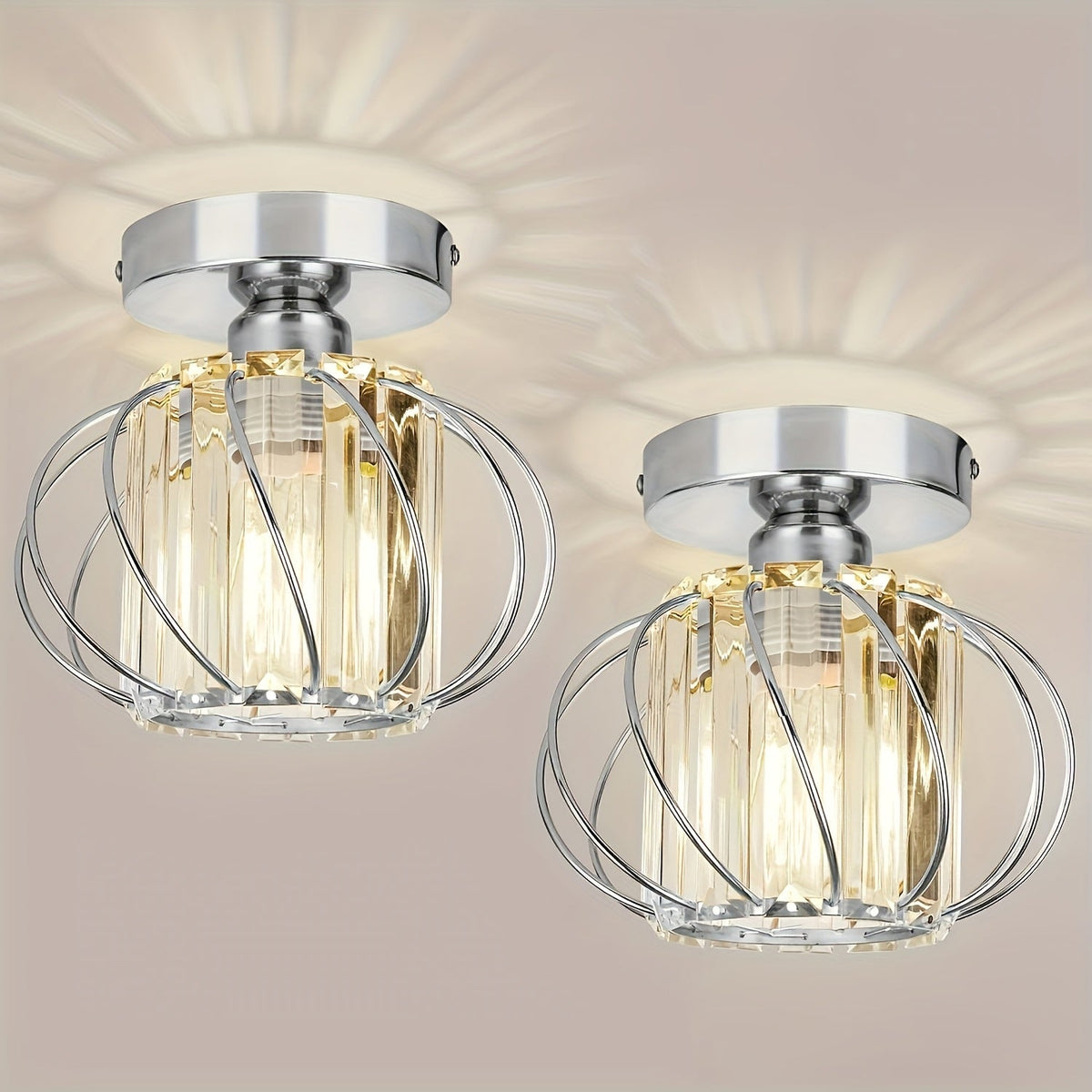 Plafonnier cage en verre transparent