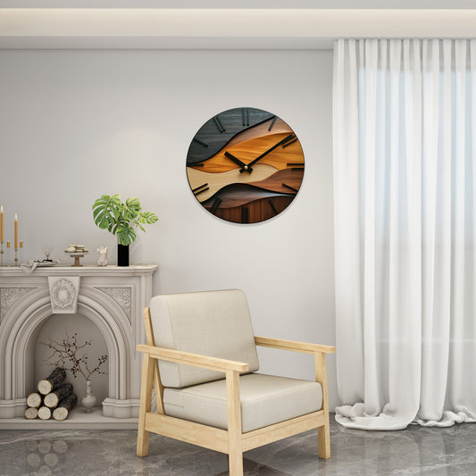 Horloge murale ronde en bois