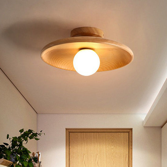 Plafonnier en bois semi-encastré