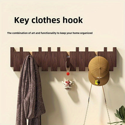 Patère murale en bois à crochets