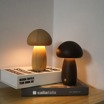 Lampe champignon Portobello en bois