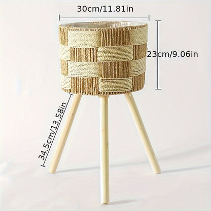 Cache-pot en bambou sur pieds de bois