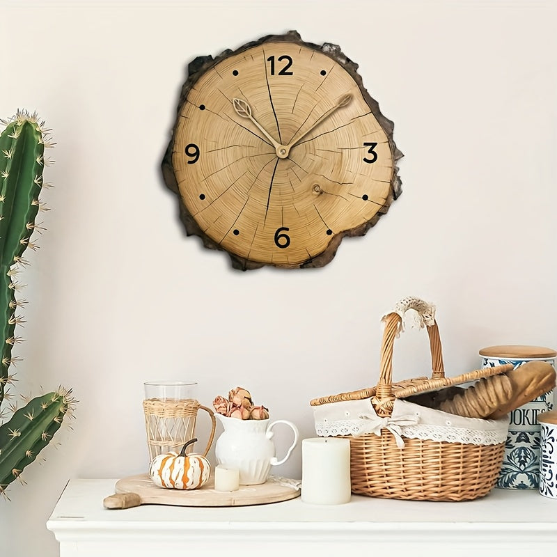 Horloge murale en tranche de bois