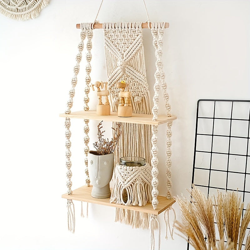 Étagère murale en macramé