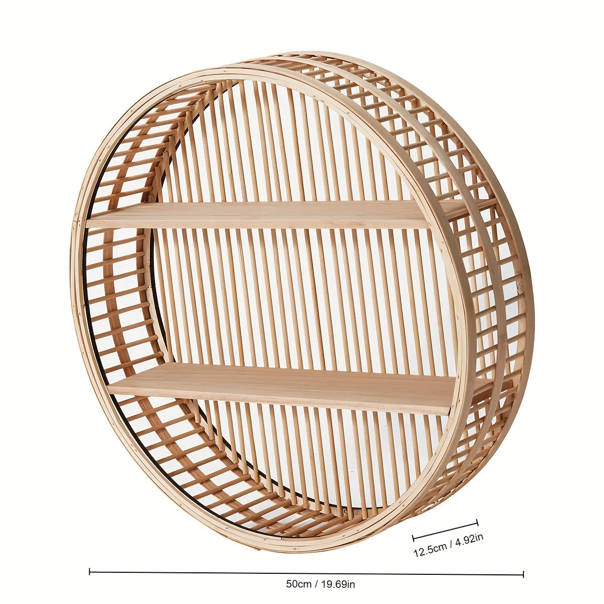 Étagère murale ronde en bambou