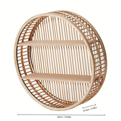 Étagère murale ronde en bambou