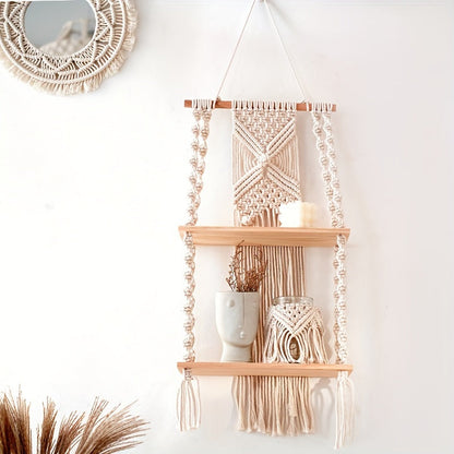 Étagère murale en macramé