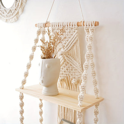 Étagère murale en macramé