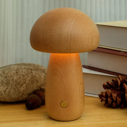 Lampe champignon Portobello en bois