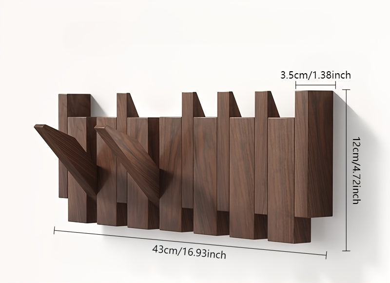 Patère murale en bois à crochets