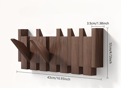 Patère murale en bois à crochets