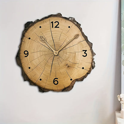 Horloge murale en tranche de bois