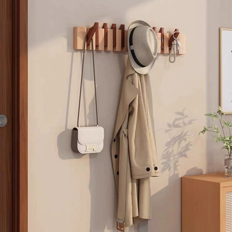 Patère murale en bois à crochets