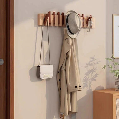 Patère murale en bois à crochets