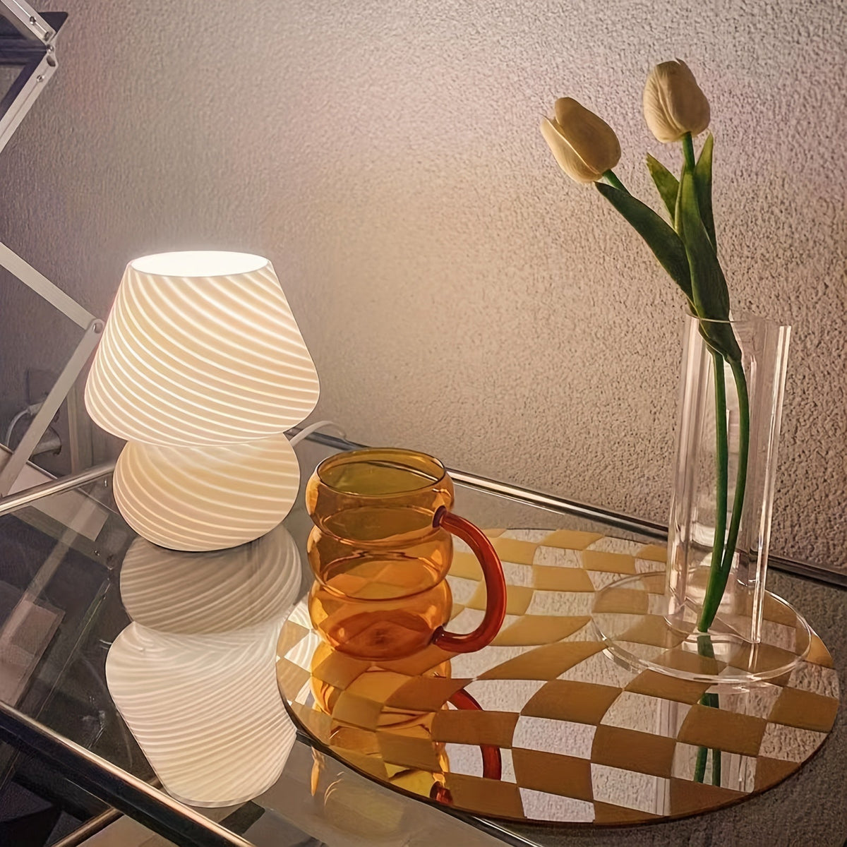 Lampe champignon en verre