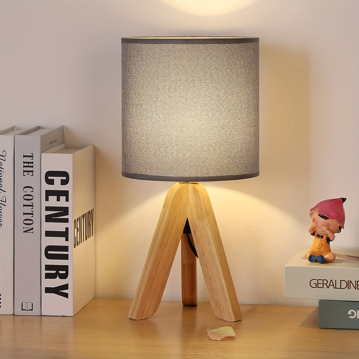 Lampe de table trépied en bois