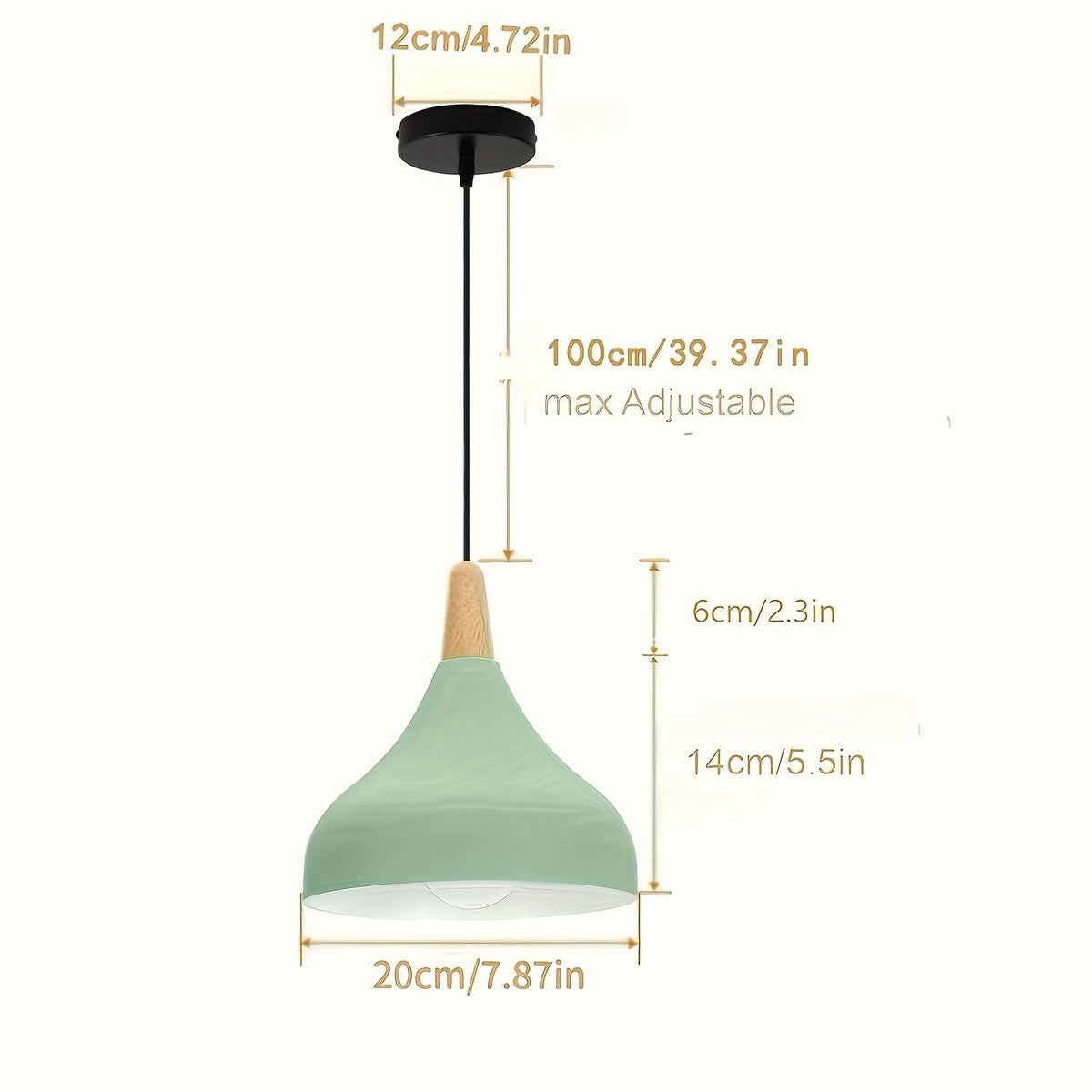 Suspension goutte en métal et bois
