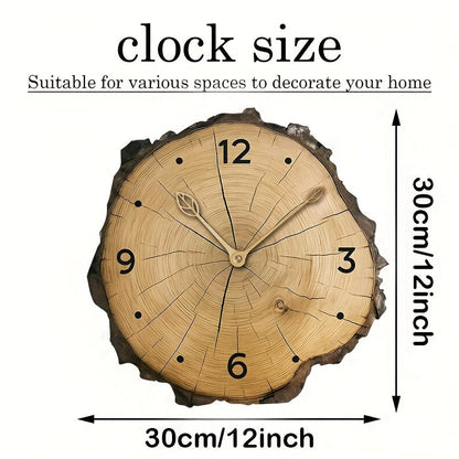 Horloge murale en tranche de bois