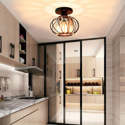 Plafonnier cage en verre transparent