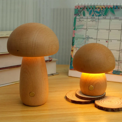 Lampe champignon Portobello en bois