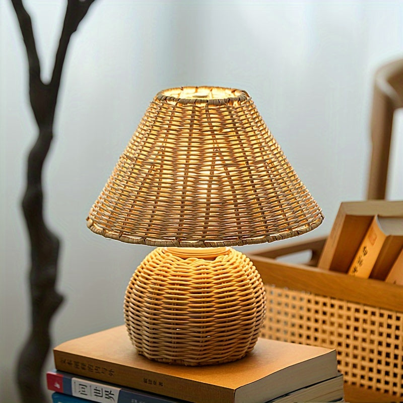 Lampe de table en bambou tressé