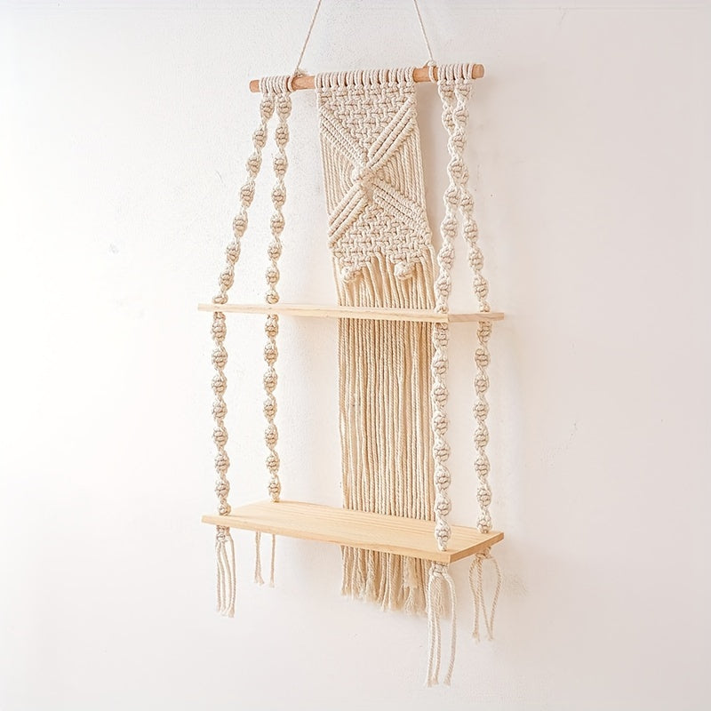 Étagère murale en macramé