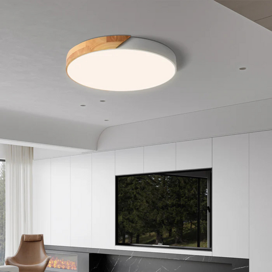 Plafonnier DEL en bois