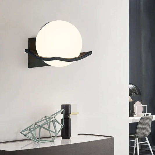 Applique murale Makar globe opalin