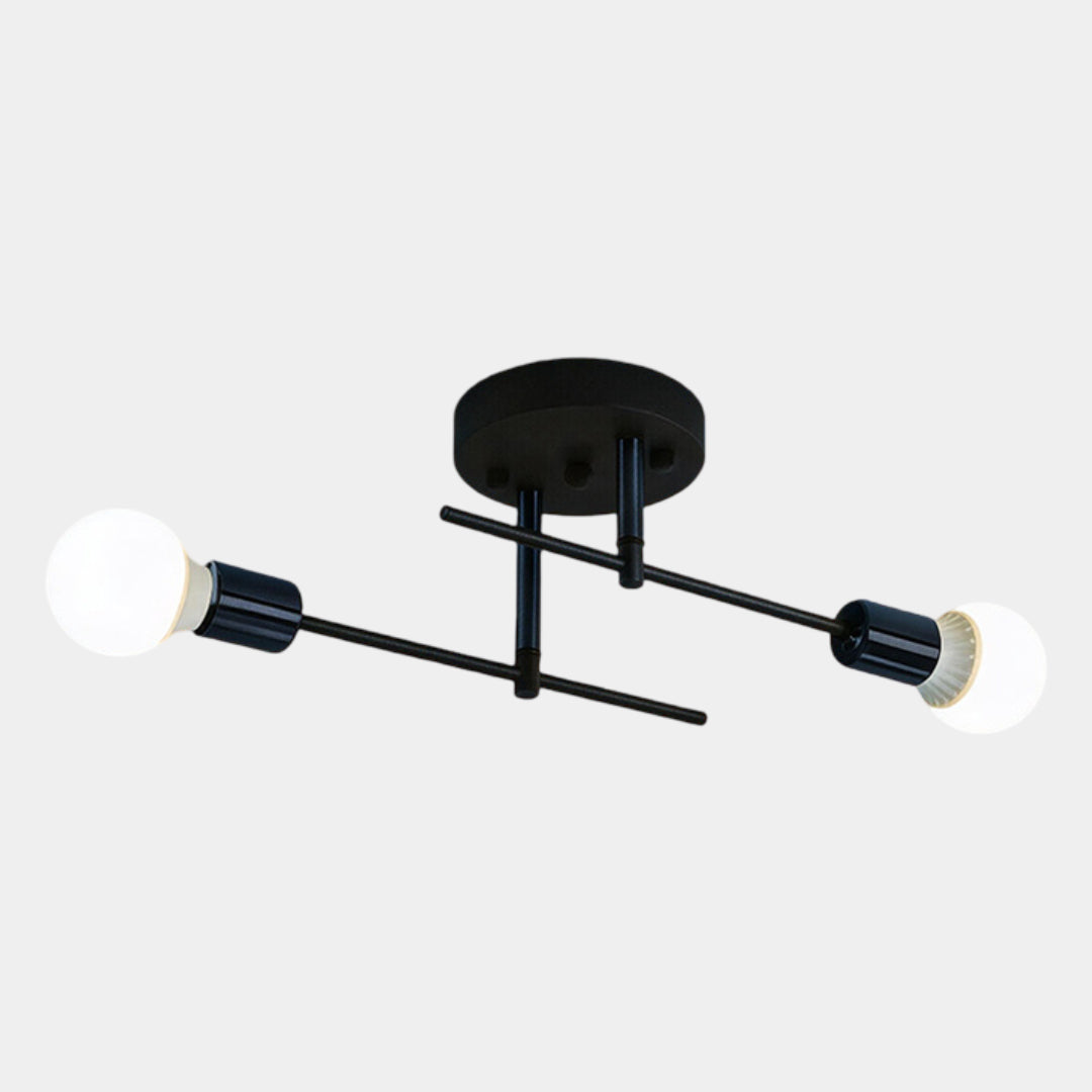 Plafonnier 2 lumières noir et doré