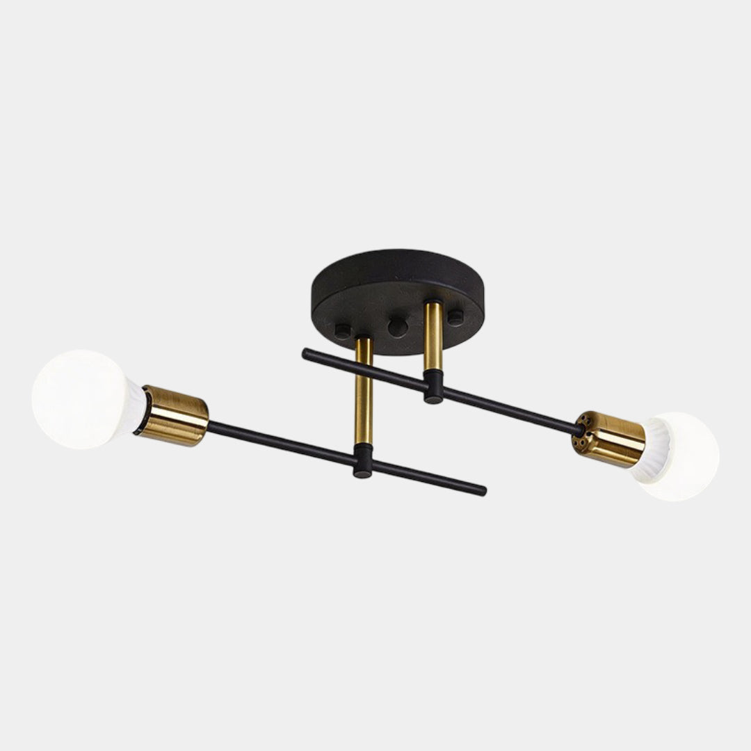 Plafonnier 2 lumières noir et doré