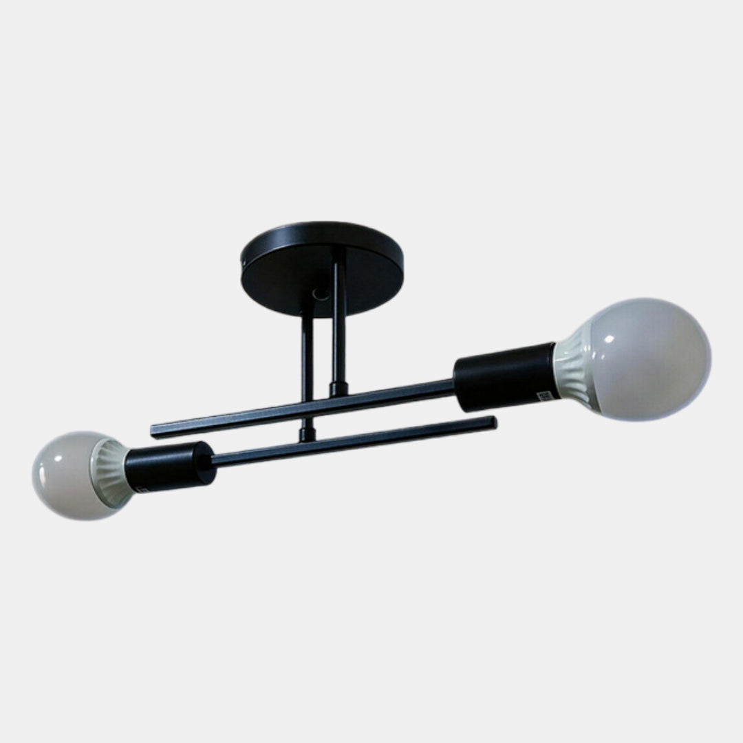 Plafonnier 2 lumières noir et doré