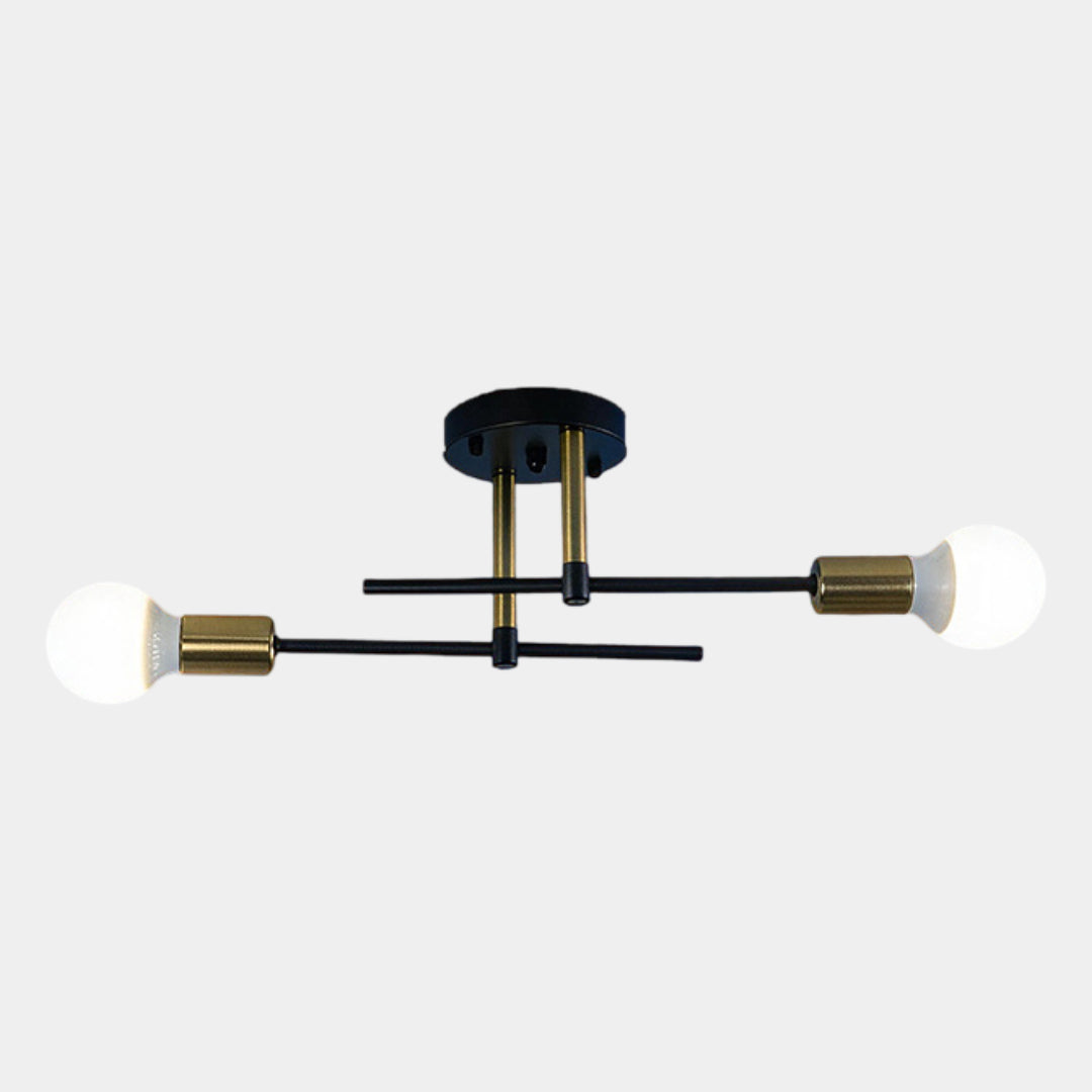 Plafonnier 2 lumières noir et doré