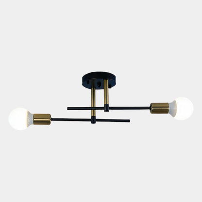 Plafonnier 2 lumières noir et doré