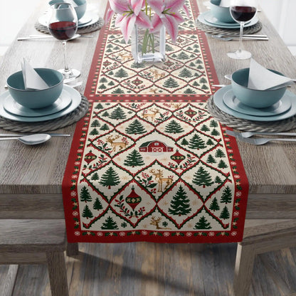 Chemin de table de Noël aux sapins, style scandinave