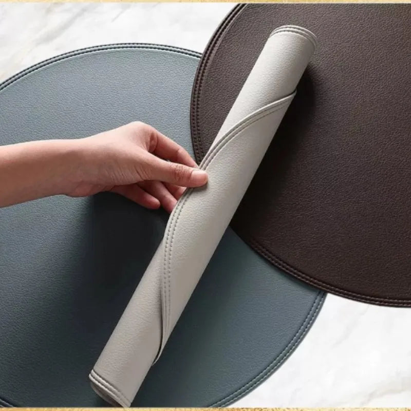 Napperons ronds en similicuir lavable, 38 cm